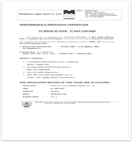Aroha Systems certification